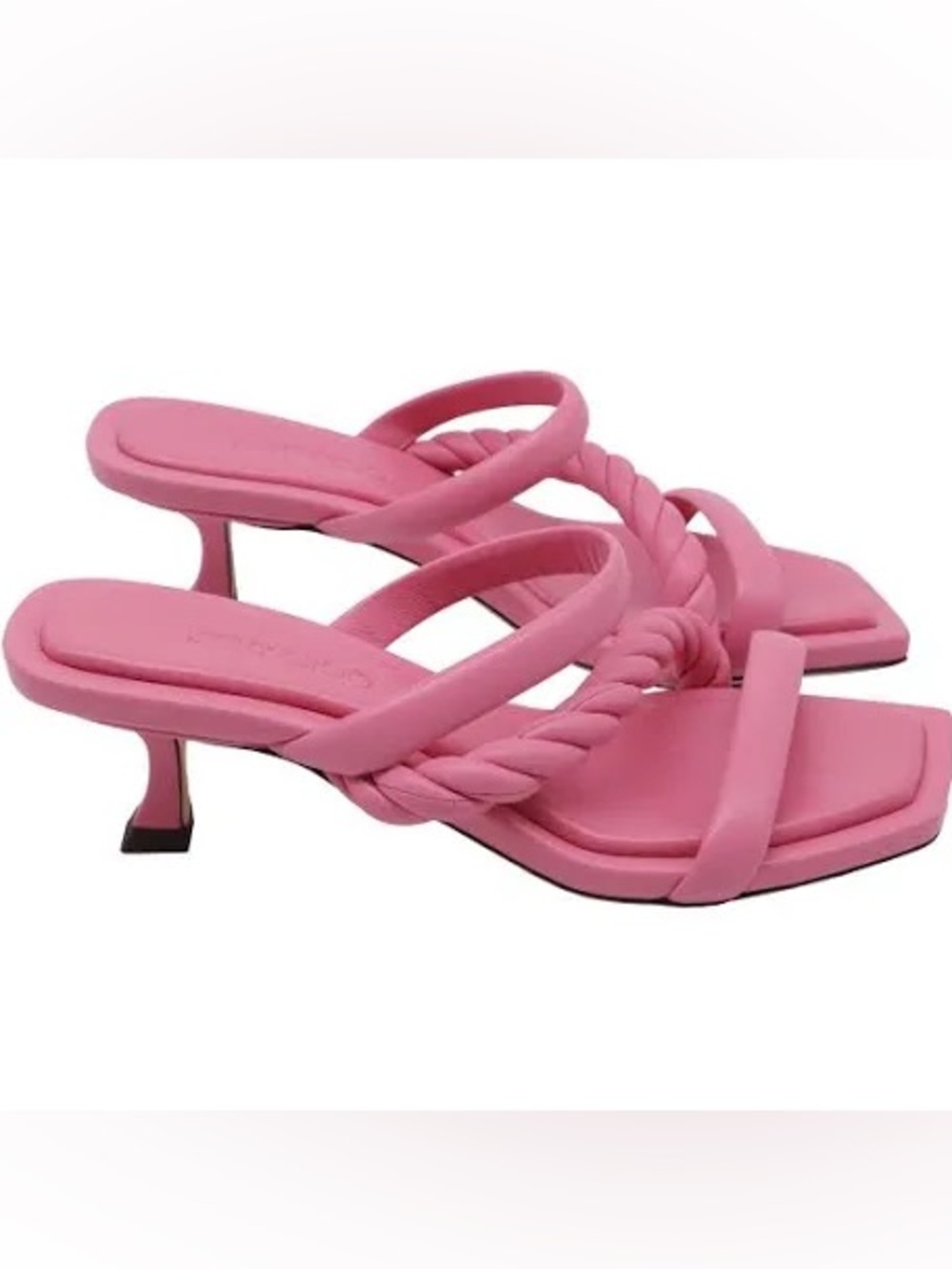 Jimmy Choo Pink Braided Strap Low Block Heel Sandal - new with minor flaws - Picture 2 of 11
